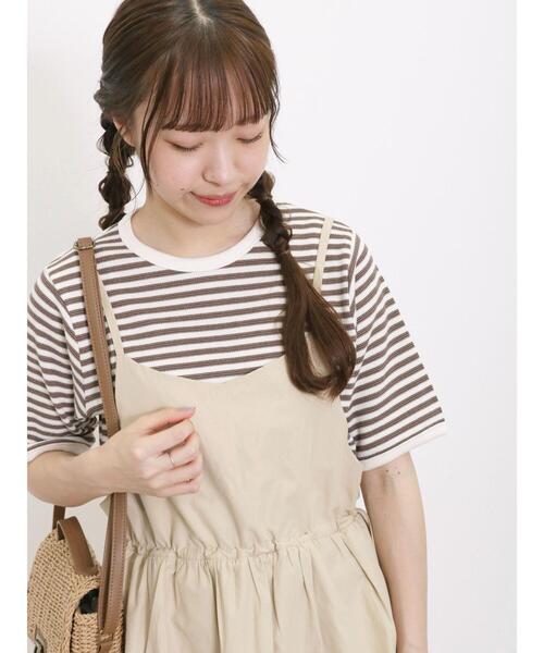 Samansa Mos2(サマンサ モスモス)の「ワッフルボーダーTシャツ(Tシャツ/カットソー・レディース・ネイビー/ミント/キナリ/オフホワイト・F)」の20枚目の写真