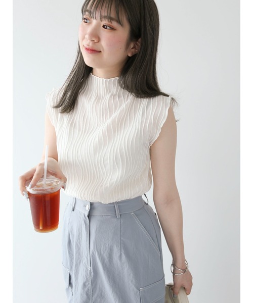 Petit fleur（プチフルール）の「・Petit　Fleur　ウェーブメロープルオーバー（Tシャツ/カットソー・レディース・グリーン/ブラック/チャコールグレー/オフホワイト・FREE）」の8枚目の写真