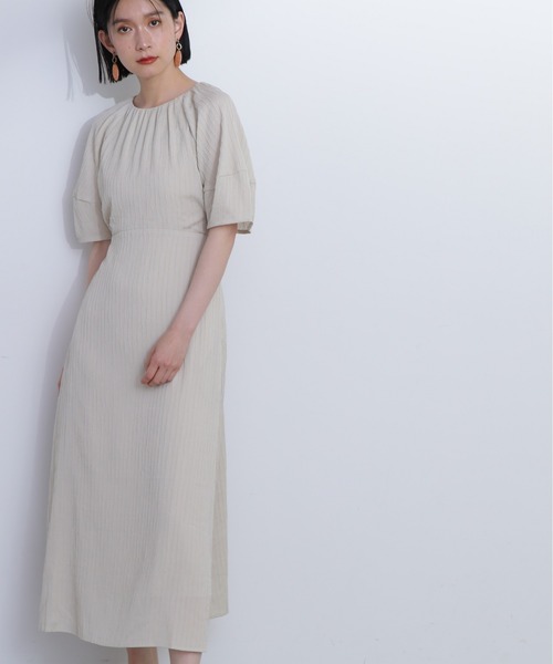 N.（N. Natural Beauty Basic）（エヌエヌナチュラルビューティーベーシック）の「◆バックリボンジャガードワンピース《S Size Line》（ワンピース・レディース・ブラック/クリーム/ブルー・SMALL/MEDIUM）」の3枚目の写真