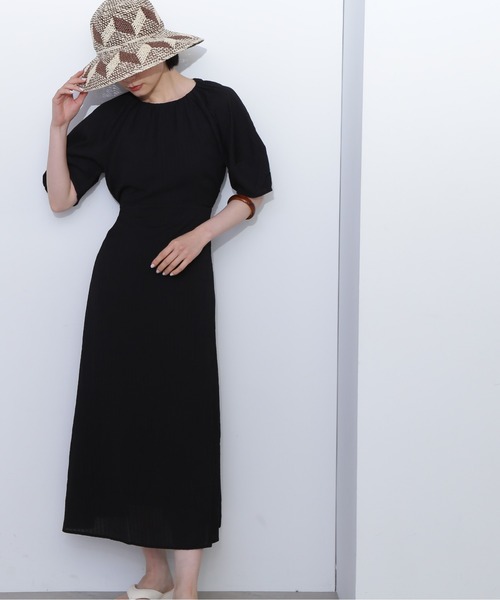 N.（N. Natural Beauty Basic）（エヌエヌナチュラルビューティーベーシック）の「◆バックリボンジャガードワンピース《S Size Line》（ワンピース・レディース・ブラック/クリーム/ブルー・SMALL/MEDIUM）」の2枚目の写真