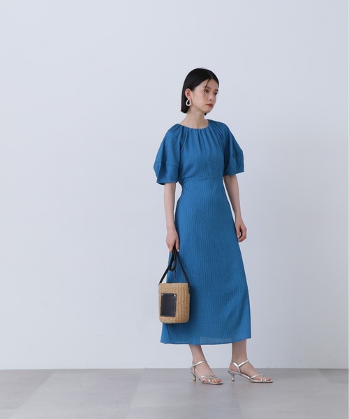 N.（N. Natural Beauty Basic）（エヌエヌナチュラルビューティーベーシック）の「◆バックリボンジャガードワンピース《S Size Line》（ワンピース・レディース・ブラック/クリーム/ブルー・SMALL/MEDIUM）」の21枚目の写真