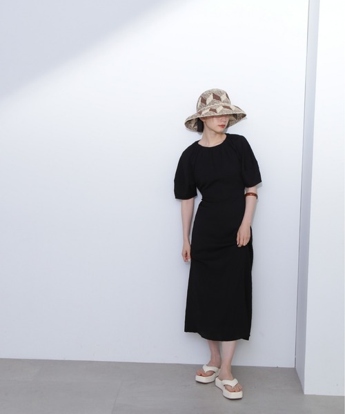 N.（N. Natural Beauty Basic）（エヌエヌナチュラルビューティーベーシック）の「◆バックリボンジャガードワンピース《S Size Line》（ワンピース・レディース・ブラック/クリーム/ブルー・SMALL/MEDIUM）」の8枚目の写真