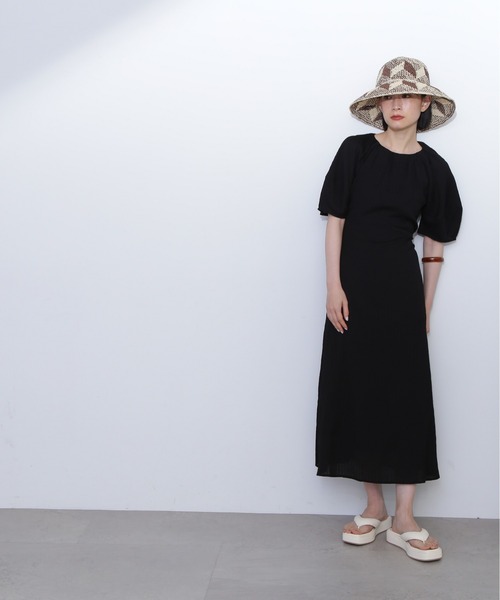N.（N. Natural Beauty Basic）（エヌエヌナチュラルビューティーベーシック）の「◆バックリボンジャガードワンピース《S Size Line》（ワンピース・レディース・ブラック/クリーム/ブルー・SMALL/MEDIUM）」の7枚目の写真