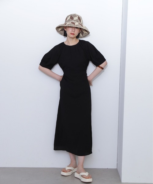 N.（N. Natural Beauty Basic）（エヌエヌナチュラルビューティーベーシック）の「◆バックリボンジャガードワンピース《S Size Line》（ワンピース・レディース・ブラック/クリーム/ブルー・SMALL/MEDIUM）」の6枚目の写真