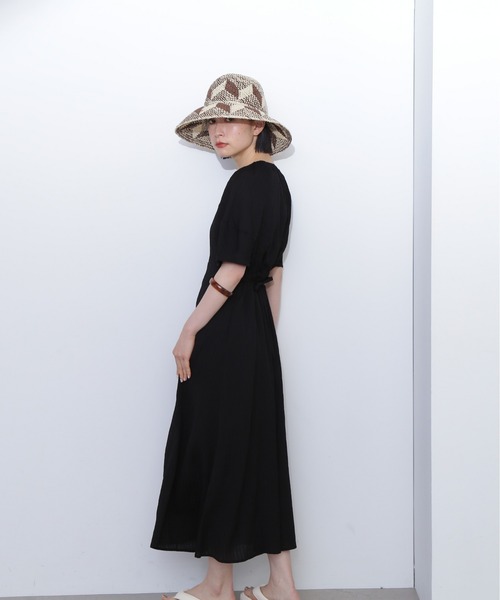 N.（N. Natural Beauty Basic）（エヌエヌナチュラルビューティーベーシック）の「◆バックリボンジャガードワンピース《S Size Line》（ワンピース・レディース・ブラック/クリーム/ブルー・SMALL/MEDIUM）」の5枚目の写真