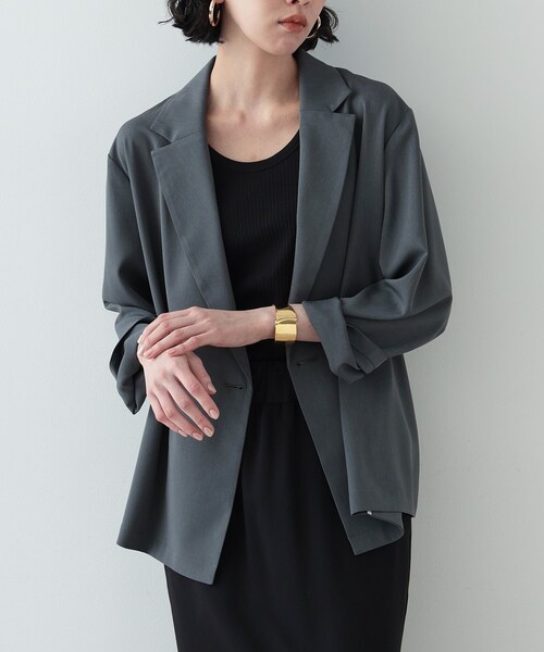 GALLEST（ギャレスト）の「◆梳毛ライクジャケット（テーラードジャケット・レディース・ブラック/ダークグレー・38/36）」の2枚目の写真