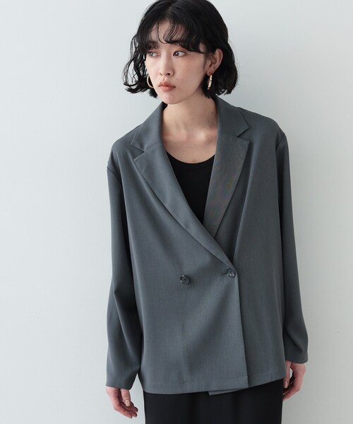 GALLEST（ギャレスト）の「◆梳毛ライクジャケット（テーラードジャケット・レディース・ブラック/ダークグレー・38/36）」の4枚目の写真