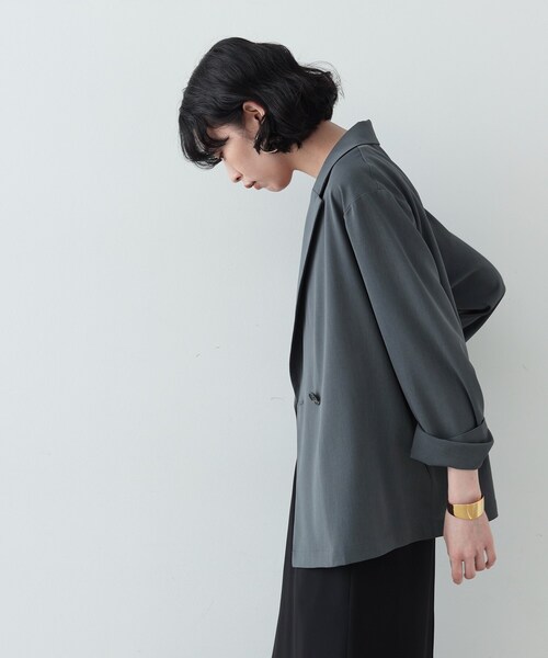 GALLEST（ギャレスト）の「◆梳毛ライクジャケット（テーラードジャケット・レディース・ブラック/ダークグレー・38/36）」の3枚目の写真
