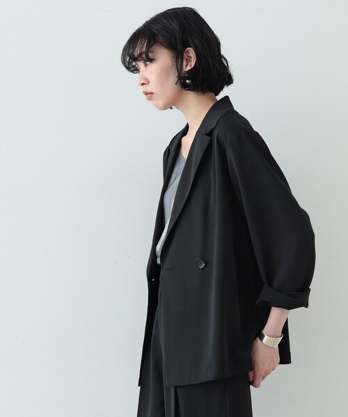 GALLEST（ギャレスト）の「◆梳毛ライクジャケット（テーラードジャケット・レディース・ブラック/ダークグレー・38/36）」の14枚目の写真