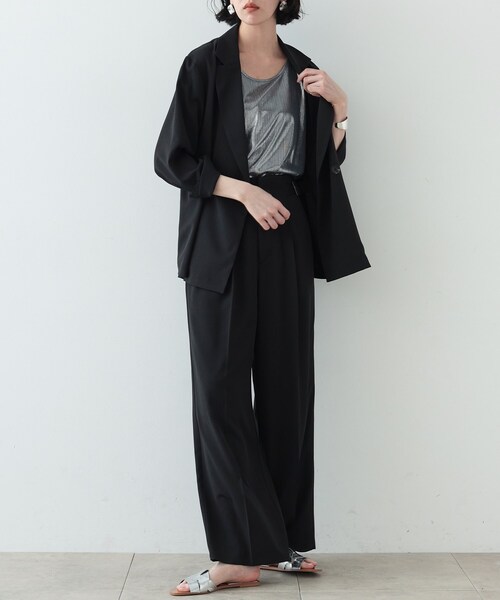 GALLEST（ギャレスト）の「◆梳毛ライクジャケット（テーラードジャケット・レディース・ブラック/ダークグレー・38/36）」の8枚目の写真