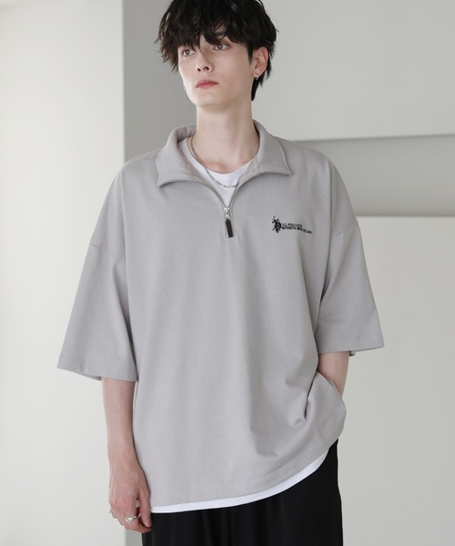 U.S. POLO ASSN.（ユーエスポロアッスン）の「U.S. POLO ASSN. 別注 ワンポイント刺繍ヘビーウェイトハーフジップTシャツ（Tシャツ/カットソー・メンズ・ホワイト/ブルー/ブラック/ライトベージュ・S/M/L）」の4枚目の写真