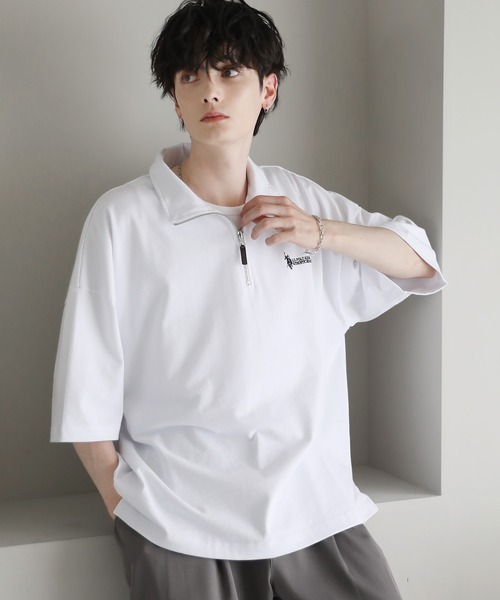 U.S. POLO ASSN.（ユーエスポロアッスン）の「U.S. POLO ASSN. 別注 ワンポイント刺繍ヘビーウェイトハーフジップTシャツ（Tシャツ/カットソー・メンズ・ホワイト/ブルー/ブラック/ライトベージュ・S/M/L）」の5枚目の写真