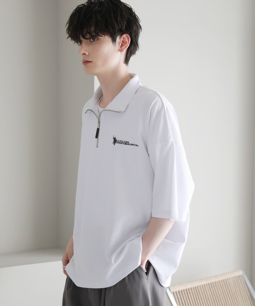 U.S. POLO ASSN.（ユーエスポロアッスン）の「U.S. POLO ASSN. 別注 ワンポイント刺繍ヘビーウェイトハーフジップTシャツ（Tシャツ/カットソー・メンズ・ホワイト/ブルー/ブラック/ライトベージュ・S/M/L）」の6枚目の写真