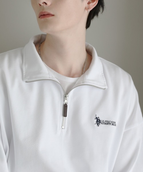 U.S. POLO ASSN.（ユーエスポロアッスン）の「U.S. POLO ASSN. 別注 ワンポイント刺繍ヘビーウェイトハーフジップTシャツ（Tシャツ/カットソー・メンズ・ホワイト/ブルー/ブラック/ライトベージュ・S/M/L）」の8枚目の写真