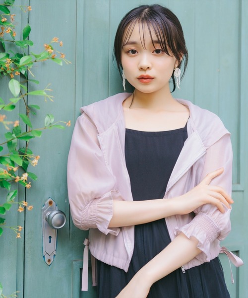 WILLSELECTION(ウィルセレクション)の「サイドリボンキャンディスリーブパーカー(パーカー・レディース・オフホワイト/ピンク/ブラック・FREE)」の1枚目の写真