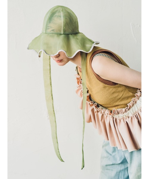 ORIENT MILLINERY(オリエント ミリナリー)の「rosemallow【ローズマロウ】シアーつば広ハット(ハット・レディース・グリーン/ホワイト/ベージュ/ブラック・FREE)」の4枚目の写真