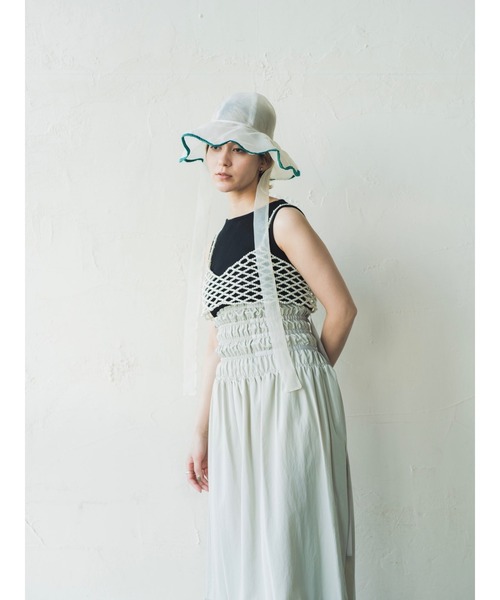 ORIENT MILLINERY(オリエント ミリナリー)の「rosemallow【ローズマロウ】シアーつば広ハット(ハット・レディース・グリーン/ホワイト/ベージュ/ブラック・FREE)」の6枚目の写真