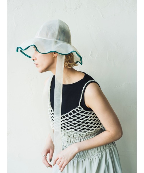 ORIENT MILLINERY(オリエント ミリナリー)の「rosemallow【ローズマロウ】シアーつば広ハット(ハット・レディース・グリーン/ホワイト/ベージュ/ブラック・FREE)」の21枚目の写真