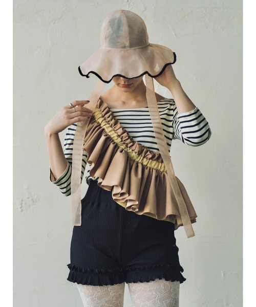 ORIENT MILLINERY(オリエント ミリナリー)の「rosemallow【ローズマロウ】シアーつば広ハット(ハット・レディース・グリーン/ホワイト/ベージュ/ブラック・FREE)」の13枚目の写真