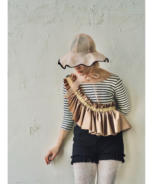 ORIENT MILLINERY(オリエント ミリナリー)の「rosemallow【ローズマロウ】シアーつば広ハット(ハット・レディース・グリーン/ホワイト/ベージュ/ブラック・FREE)」の15枚目の写真