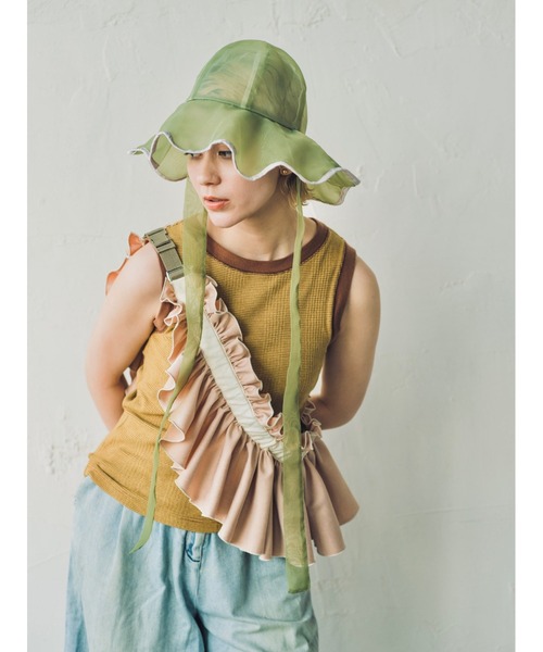 ORIENT MILLINERY(オリエント ミリナリー)の「rosemallow【ローズマロウ】シアーつば広ハット(ハット・レディース・グリーン/ホワイト/ベージュ/ブラック・FREE)」の11枚目の写真