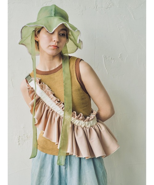 ORIENT MILLINERY(オリエント ミリナリー)の「rosemallow【ローズマロウ】シアーつば広ハット(ハット・レディース・グリーン/ホワイト/ベージュ/ブラック・FREE)」の12枚目の写真