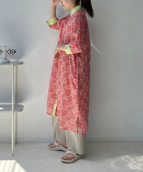 AS KNOW AS plus（アズノゥアズプラス）の「◎インドコットン シャツワンピ―ス（シャツワンピース・レディース・グリーン系/オレンジ系/ブラック系・FREE）」の11枚目の写真