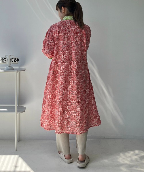 AS KNOW AS plus（アズノゥアズプラス）の「◎インドコットン シャツワンピ―ス（シャツワンピース・レディース・グリーン系/オレンジ系/ブラック系・FREE）」の12枚目の写真