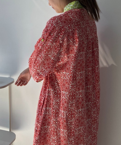 AS KNOW AS plus（アズノゥアズプラス）の「◎インドコットン シャツワンピ―ス（シャツワンピース・レディース・グリーン系/オレンジ系/ブラック系・FREE）」の16枚目の写真