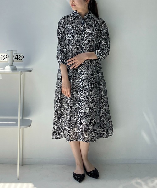 AS KNOW AS plus（アズノゥアズプラス）の「◎インドコットン シャツワンピ―ス（シャツワンピース・レディース・グリーン系/オレンジ系/ブラック系・FREE）」の18枚目の写真