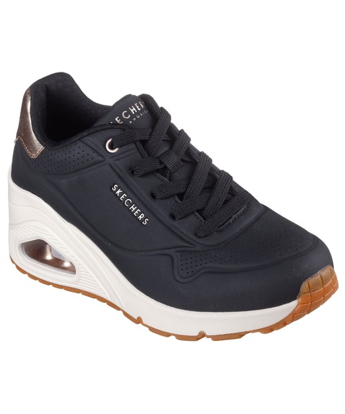 SKECHERS（スケッチャーズ）の「SKECHERS UNO WEDGE - HI STEPS / スケッチャーズ ウノ ウェッジ ハイステップス（スニーカー・レディース・ブラック×ブラック/ホワイト/ブラック/ローズ・22.5cm/23cm/23.5cm/24cm/24.5cm/25cm）」の3枚目の写真