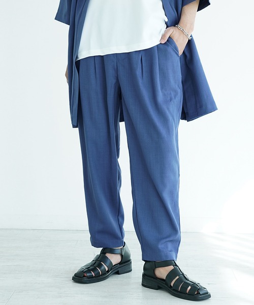 MinoriTY(マイノリティ)の「【MinoriTY】接触冷感テックリネンテーパードパンツ スラックス メンズ ワイドパンツ チノパン 夏服 ワイドシルエット(スラックス・メンズ・ブラック/ブルー/ブラウン/チャコール・S/M/L)」の4枚目の写真