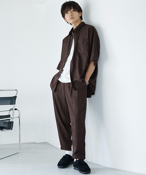 MinoriTY(マイノリティ)の「【MinoriTY】接触冷感テックリネンテーパードパンツ スラックス メンズ ワイドパンツ チノパン 夏服 ワイドシルエット(スラックス・メンズ・ブラック/ブルー/ブラウン/チャコール・S/M/L)」の14枚目の写真