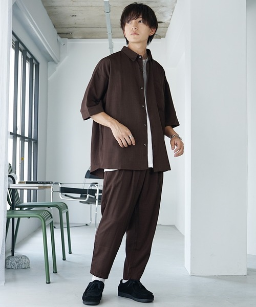 MinoriTY(マイノリティ)の「【MinoriTY】接触冷感テックリネンテーパードパンツ スラックス メンズ ワイドパンツ チノパン 夏服 ワイドシルエット(スラックス・メンズ・ブラック/ブルー/ブラウン/チャコール・S/M/L)」の15枚目の写真