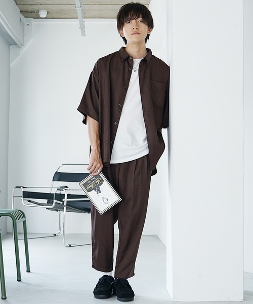 MinoriTY(マイノリティ)の「【MinoriTY】接触冷感テックリネンテーパードパンツ スラックス メンズ ワイドパンツ チノパン 夏服 ワイドシルエット(スラックス・メンズ・ブラック/ブルー/ブラウン/チャコール・S/M/L)」の16枚目の写真