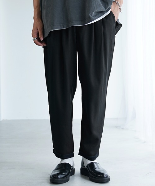 MinoriTY(マイノリティ)の「【MinoriTY】接触冷感テックリネンテーパードパンツ スラックス メンズ ワイドパンツ チノパン 夏服 ワイドシルエット(スラックス・メンズ・ブラック/ブルー/ブラウン/チャコール・S/M/L)」の6枚目の写真