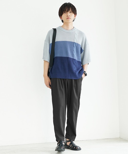 MinoriTY】接触冷感テックリネンテーパードパンツ スラックス メンズ