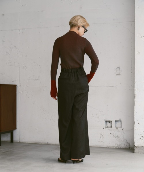 Happy John（ハッピージョン）の「bicolor knit tops/配色ニットトップス（Tシャツ/カットソー・レディース・グレー/ブルー/ブラック・FREE）」の6枚目の写真