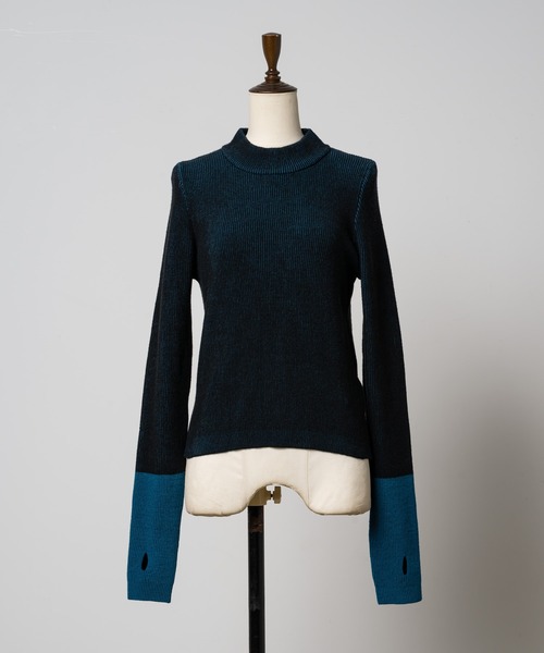 Happy John（ハッピージョン）の「bicolor knit tops/配色ニットトップス（Tシャツ/カットソー・レディース・グレー/ブルー/ブラック・FREE）」の10枚目の写真