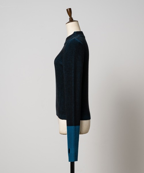 Happy John（ハッピージョン）の「bicolor knit tops/配色ニットトップス（Tシャツ/カットソー・レディース・グレー/ブルー/ブラック・FREE）」の11枚目の写真