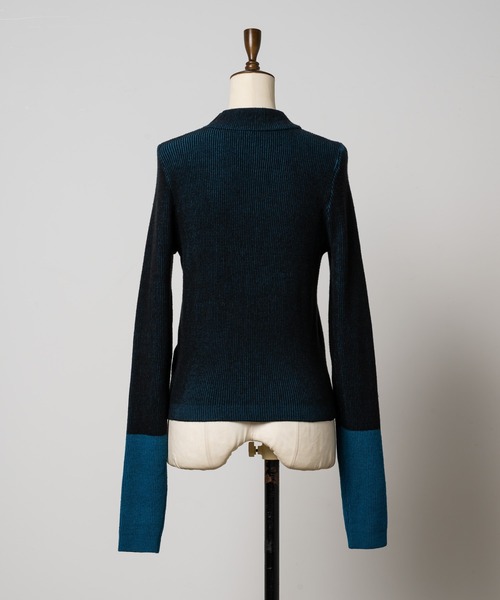 Happy John（ハッピージョン）の「bicolor knit tops/配色ニットトップス（Tシャツ/カットソー・レディース・グレー/ブルー/ブラック・FREE）」の12枚目の写真
