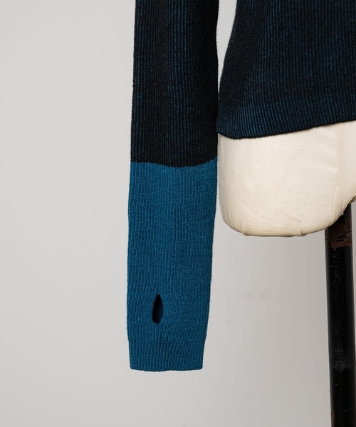 Happy John（ハッピージョン）の「bicolor knit tops/配色ニットトップス（Tシャツ/カットソー・レディース・グレー/ブルー/ブラック・FREE）」の15枚目の写真