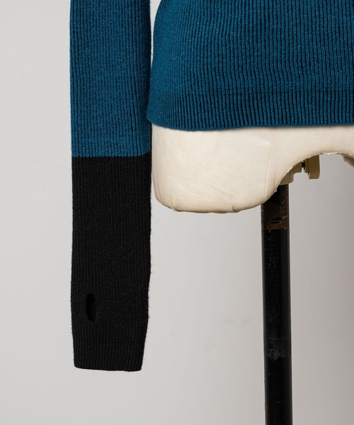 Happy John（ハッピージョン）の「bicolor knit tops/配色ニットトップス（Tシャツ/カットソー・レディース・グレー/ブルー/ブラック・FREE）」の19枚目の写真