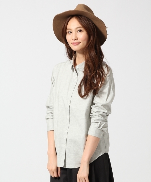 GLOBAL WORK（グローバルワーク）の「ピンオックスシャツ長袖/566278（シャツ/ブラウス・レディース・ホワイト/ライトグレー/グレー/ライトブルー/ネイビー/オフホワイト・LARGE/SMALL/MEDIUM）」の4枚目の写真