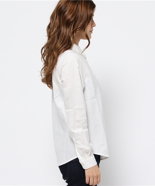 GLOBAL WORK（グローバルワーク）の「ピンオックスシャツ長袖/566278（シャツ/ブラウス・レディース・ホワイト/ライトグレー/グレー/ライトブルー/ネイビー/オフホワイト・LARGE/SMALL/MEDIUM）」の13枚目の写真