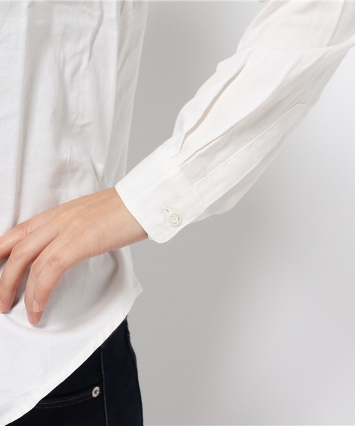 GLOBAL WORK（グローバルワーク）の「ピンオックスシャツ長袖/566278（シャツ/ブラウス・レディース・ホワイト/ライトグレー/グレー/ライトブルー/ネイビー/オフホワイト・LARGE/SMALL/MEDIUM）」の16枚目の写真