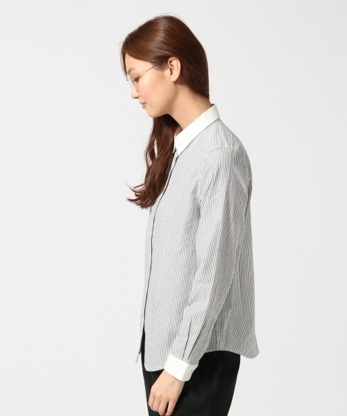 GLOBAL WORK（グローバルワーク）の「ピンオックスシャツ長袖/566278（シャツ/ブラウス・レディース・ホワイト/ライトグレー/グレー/ライトブルー/ネイビー/オフホワイト・LARGE/SMALL/MEDIUM）」の19枚目の写真