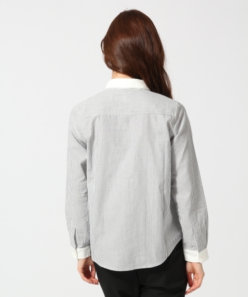 GLOBAL WORK（グローバルワーク）の「ピンオックスシャツ長袖/566278（シャツ/ブラウス・レディース・ホワイト/ライトグレー/グレー/ライトブルー/ネイビー/オフホワイト・LARGE/SMALL/MEDIUM）」の20枚目の写真