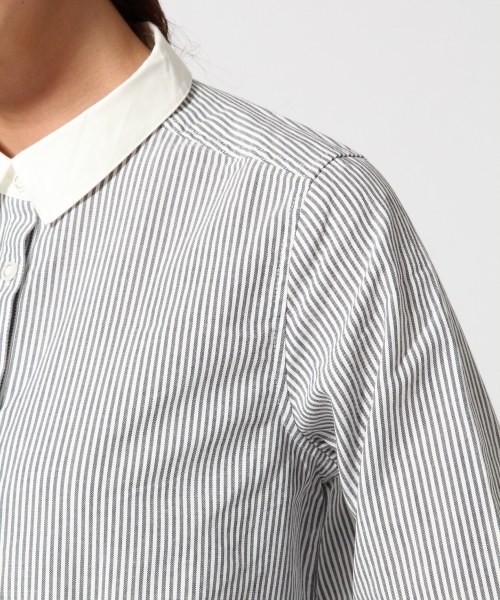 GLOBAL WORK（グローバルワーク）の「ピンオックスシャツ長袖/566278（シャツ/ブラウス・レディース・ホワイト/ライトグレー/グレー/ライトブルー/ネイビー/オフホワイト・LARGE/SMALL/MEDIUM）」の22枚目の写真