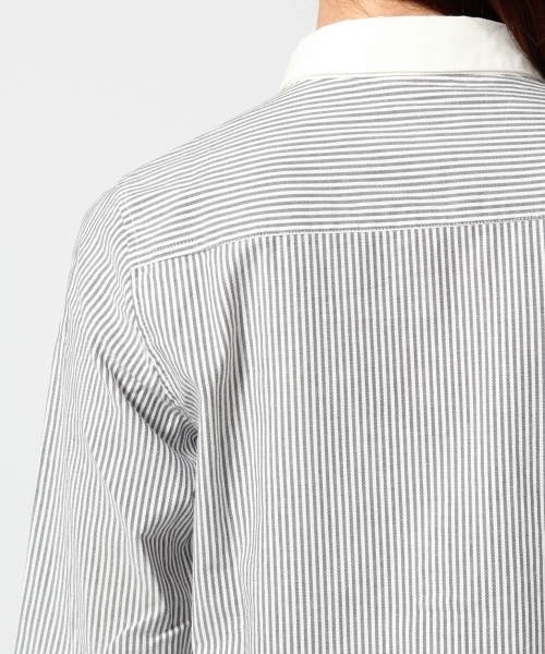 GLOBAL WORK（グローバルワーク）の「ピンオックスシャツ長袖/566278（シャツ/ブラウス・レディース・ホワイト/ライトグレー/グレー/ライトブルー/ネイビー/オフホワイト・LARGE/SMALL/MEDIUM）」の18枚目の写真